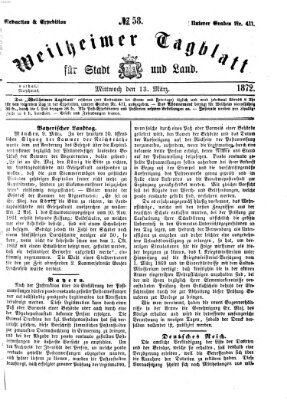 Weilheimer Tagblatt für Stadt und Land Mittwoch 13. März 1872