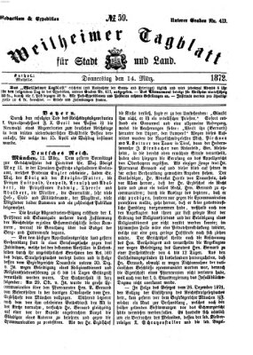 Weilheimer Tagblatt für Stadt und Land Donnerstag 14. März 1872