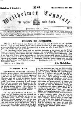 Weilheimer Tagblatt für Stadt und Land Donnerstag 21. März 1872