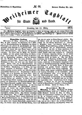 Weilheimer Tagblatt für Stadt und Land Samstag 23. März 1872