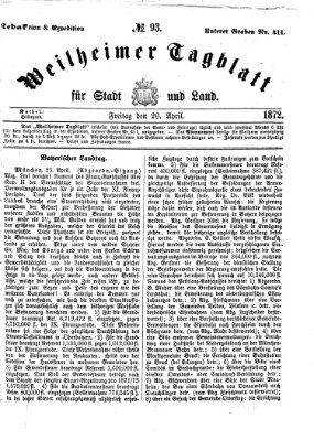 Weilheimer Tagblatt für Stadt und Land Freitag 26. April 1872