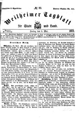 Weilheimer Tagblatt für Stadt und Land Freitag 3. Mai 1872