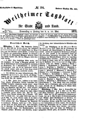 Weilheimer Tagblatt für Stadt und Land Donnerstag 9. Mai 1872