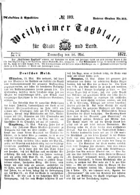 Weilheimer Tagblatt für Stadt und Land Donnerstag 16. Mai 1872