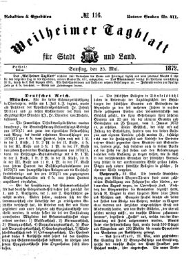 Weilheimer Tagblatt für Stadt und Land Samstag 25. Mai 1872