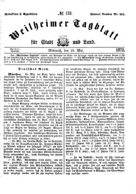 Weilheimer Tagblatt für Stadt und Land Mittwoch 29. Mai 1872