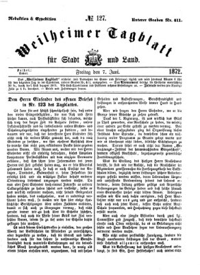 Weilheimer Tagblatt für Stadt und Land Freitag 7. Juni 1872