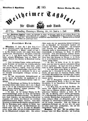 Weilheimer Tagblatt für Stadt und Land Sonntag 30. Juni 1872