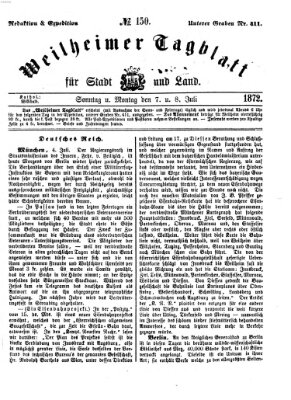 Weilheimer Tagblatt für Stadt und Land Montag 8. Juli 1872