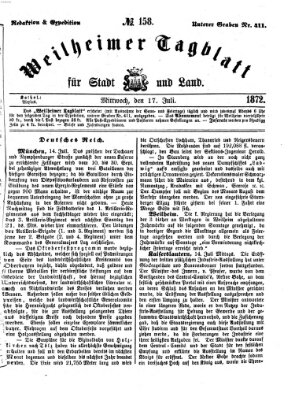 Weilheimer Tagblatt für Stadt und Land Mittwoch 17. Juli 1872