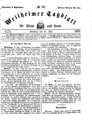 Weilheimer Tagblatt für Stadt und Land Samstag 20. Juli 1872