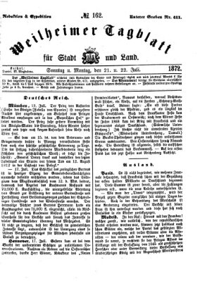 Weilheimer Tagblatt für Stadt und Land Montag 22. Juli 1872