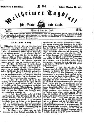 Weilheimer Tagblatt für Stadt und Land Mittwoch 24. Juli 1872