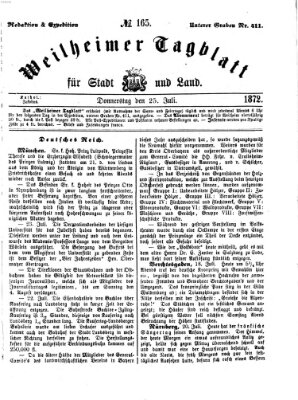 Weilheimer Tagblatt für Stadt und Land Donnerstag 25. Juli 1872