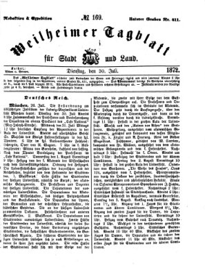 Weilheimer Tagblatt für Stadt und Land Dienstag 30. Juli 1872