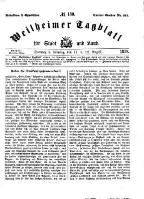 Weilheimer Tagblatt für Stadt und Land Sonntag 11. August 1872