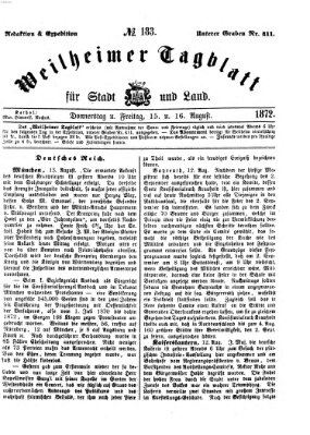 Weilheimer Tagblatt für Stadt und Land Donnerstag 15. August 1872