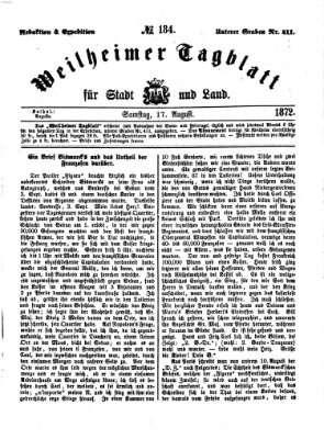 Weilheimer Tagblatt für Stadt und Land Samstag 17. August 1872