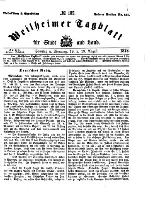 Weilheimer Tagblatt für Stadt und Land Sonntag 18. August 1872