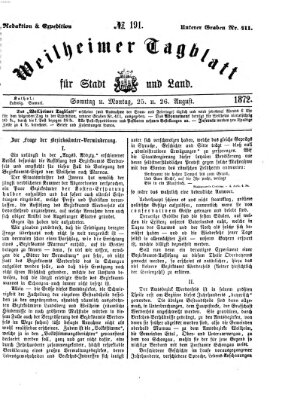 Weilheimer Tagblatt für Stadt und Land Montag 26. August 1872