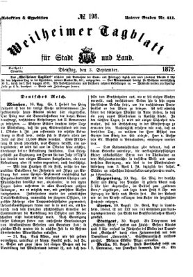 Weilheimer Tagblatt für Stadt und Land Dienstag 3. September 1872