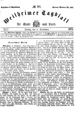 Weilheimer Tagblatt für Stadt und Land Freitag 6. September 1872