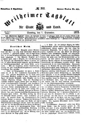 Weilheimer Tagblatt für Stadt und Land Samstag 7. September 1872