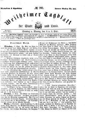 Weilheimer Tagblatt für Stadt und Land Sonntag 8. September 1872