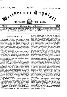 Weilheimer Tagblatt für Stadt und Land Mittwoch 11. September 1872