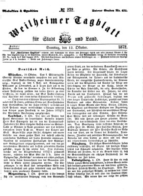 Weilheimer Tagblatt für Stadt und Land Samstag 12. Oktober 1872