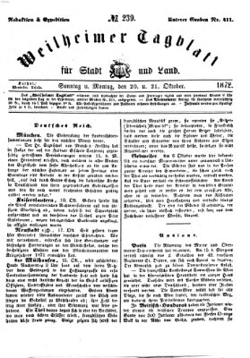 Weilheimer Tagblatt für Stadt und Land Sonntag 20. Oktober 1872