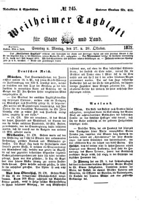 Weilheimer Tagblatt für Stadt und Land Montag 28. Oktober 1872