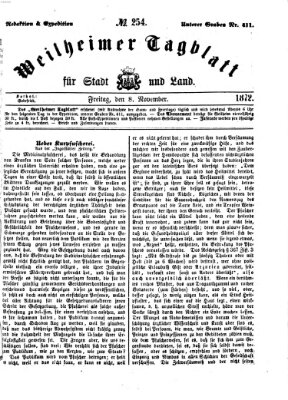 Weilheimer Tagblatt für Stadt und Land Freitag 8. November 1872