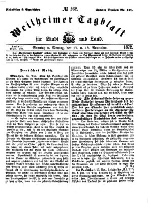 Weilheimer Tagblatt für Stadt und Land Montag 18. November 1872