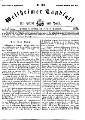 Weilheimer Tagblatt für Stadt und Land Montag 9. Dezember 1872