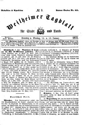 Weilheimer Tagblatt für Stadt und Land Montag 13. Januar 1873