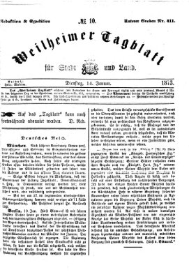 Weilheimer Tagblatt für Stadt und Land Dienstag 14. Januar 1873