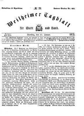 Weilheimer Tagblatt für Stadt und Land Samstag 25. Januar 1873