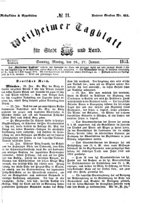 Weilheimer Tagblatt für Stadt und Land Montag 27. Januar 1873