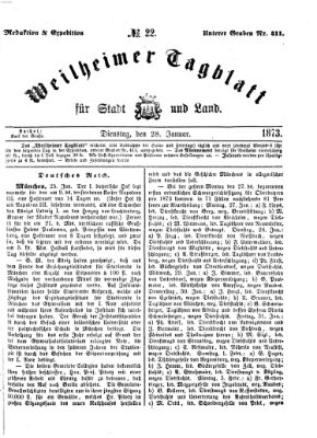 Weilheimer Tagblatt für Stadt und Land Dienstag 28. Januar 1873