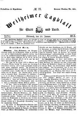 Weilheimer Tagblatt für Stadt und Land Mittwoch 29. Januar 1873