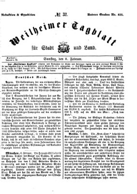 Weilheimer Tagblatt für Stadt und Land Samstag 8. Februar 1873