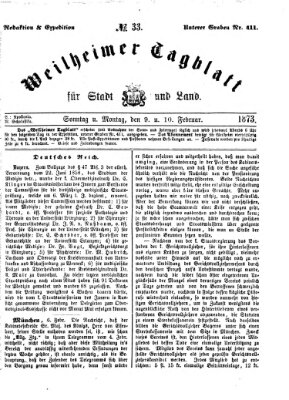 Weilheimer Tagblatt für Stadt und Land Montag 10. Februar 1873