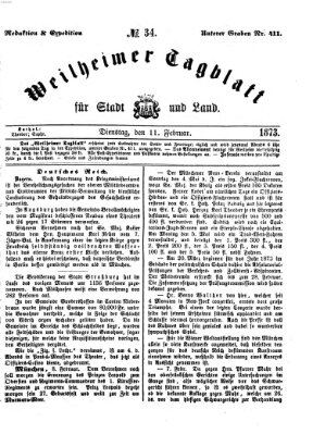 Weilheimer Tagblatt für Stadt und Land Dienstag 11. Februar 1873