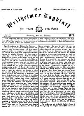 Weilheimer Tagblatt für Stadt und Land Samstag 22. Februar 1873