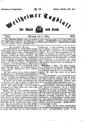 Weilheimer Tagblatt für Stadt und Land Mittwoch 5. März 1873