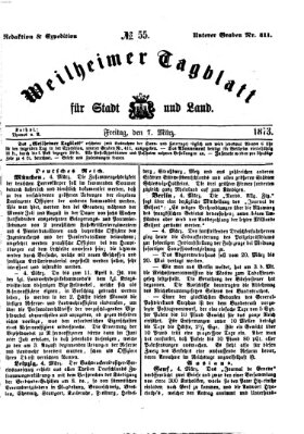 Weilheimer Tagblatt für Stadt und Land Freitag 7. März 1873