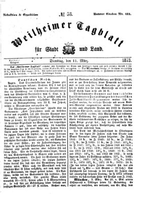 Weilheimer Tagblatt für Stadt und Land Dienstag 11. März 1873