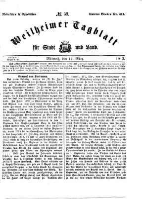 Weilheimer Tagblatt für Stadt und Land Mittwoch 12. März 1873