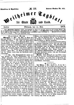 Weilheimer Tagblatt für Stadt und Land Mittwoch 14. Mai 1873